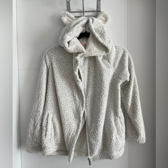 La Vi En Rose plush lounge zip snow leopard sweater with hood. Worn once, size M - Picture 1 of 2